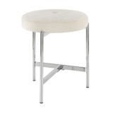 LumiSource Chloe Vanity Stool - WHITE in CHROME Legs