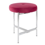 LumiSource Chloe Vanity Stool - BLUSH PINK in CHROME Legs