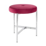 LumiSource Chloe Vanity Stool - BLUSH PINK in CHROME Legs