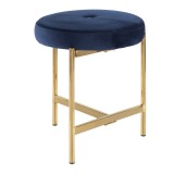 LumiSource Chloe Vanity Stool - BLUE in GOLD Legs