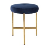 LumiSource Chloe Vanity Stool - BLUE in GOLD Legs