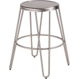 Lumisource Avery Metal Counter Stool in Brushed Stainless Steel - Set of 2