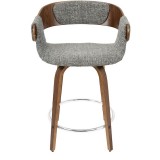 LumiSource Elisa Counter Stool - Set of 2 - Grey - Front