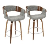 LumiSource Elisa Counter Stool - Set of 2 - Grey 