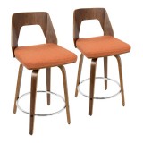  LumiSource Trilogy 24" Counter Stool - Set of 2 - ORANGE 