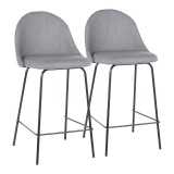LumiSource Lana Counter Stool - Set of 2 - GREY - Perspective