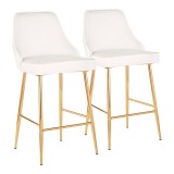 LumiSoure Marcel Counter Stool - Set of 2 - GOLD METAL; WHITE VELVET
