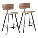 LumiSource Rocco Counter Stool - Set of 2 - WALNUT