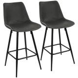 LumiSource Durango Counter Stool - Set of 2 - Grey 