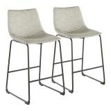 LumiSource Duke Counter Stool - Set of 2 - Light Grey  