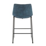 LumiSource Duke Counter Stool - Set of 2 - Blue - Rear
