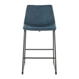 LumiSource Duke Counter Stool - Set of 2 - Blue - Front