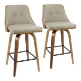 LumiSource Gianna Counter Stool - Set of 2 - LIGHT GREY