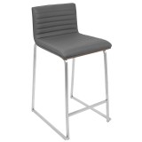LumiSoure Mara Counter Stool - Set of 2 - GRAY - Perspective