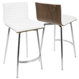 LumiSoure Mason Swivel Counter Stool - Set of 2 - WHITE