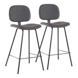 LumiSoure Industrial Nunzio Counter Stool - Set of 2 - GREY