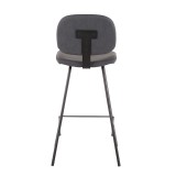 LumiSoure Industrial Nunzio Counter Stool - Set of 2 - GREY - Rear
