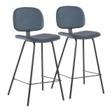 LumiSoure Industrial Nunzio Counter Stool - Set of 2 - BLUE