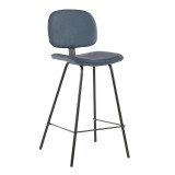 LumiSoure Industrial Nunzio Counter Stool - Set of 2 - BLUE - Perspective