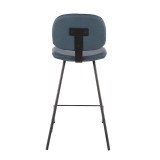 LumiSoure Industrial Nunzio Counter Stool - Set of 2 - BLUE - Rear