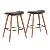 LumiSource Saddle Counter Stool - Set of 2 - BLACK