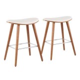 LumiSource Saddle Counter Stool - Set of 2 - WHITE