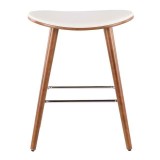 LumiSource Saddle Counter Stool - Set of 2 - WHITE - Rear/Front