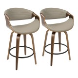 LumiSource Symphony Counter Stool - Set of 2 - GREY 