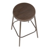 Lumisource Clara Round Barstool - Set of 2 - Antique Metal - Top