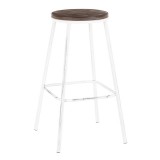 Lumisource Clara Round Barstool - Set of 2 -Vintage White Metal - Perspective