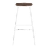 Lumisource Clara Round Barstool - Set of 2 -Vintage White Metal - Front