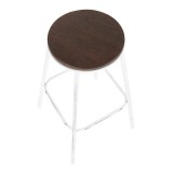 Lumisource Clara Round Barstool - Set of 2 -Vintage White Metal - Top