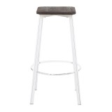 Lumisource Clara Square Barstool - Set of 2 - Vintage White Metal - Front