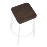 Lumisource Clara Square Barstool - Set of 2 - Vintage White Metal - Top