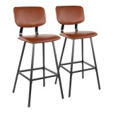 LumiSource Foundry Barstool - Set of 2 - COGNAC 
