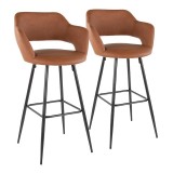 LumiSource Margarite Barstool - Set of 2 - BROWN 