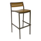 Aluminum Barstool - Anthracite Faux Teak