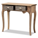 Baxton Studio Clarice Natural Brown 2 Drawers Console Table