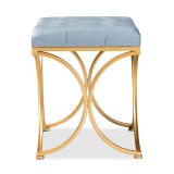 Baxton Studio Margot Light Blue Velvet Upholstered Ottoman