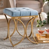 Baxton Studio Margot Light Blue Velvet Upholstered Ottoman