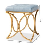 Baxton Studio Margot Light Blue Velvet Upholstered Ottoman