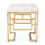 Baxton Studio Cecile Beige Velvet Upholstered Ottoman