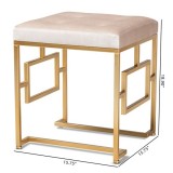 Baxton Studio Cecile Beige Velvet Upholstered Ottoman