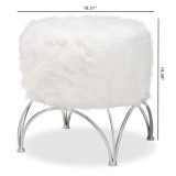 Baxton Studio Celia White Faux Fur Upholstered Ottoman