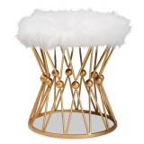 Baxton Studio Leonie White Faux Fur Upholstered Ottoman