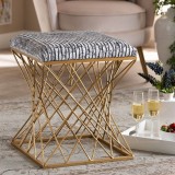 Baxton Studio Fiore Grey Velvet Upholstered Ottoman
