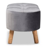 Baxton Studio Simone Grey Velvet Upholstered Ottoman