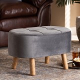 Baxton Studio Simone Grey Velvet Upholstered Ottoman