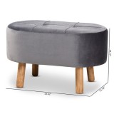 Baxton Studio Simone Grey Velvet Upholstered Ottoman