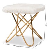 Baxton Studio Valle White Faux Fur Upholstered Ottoman